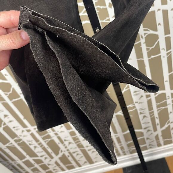 DKNY Skyline Suede Leather Pant 2 Dark Brown - Picture 4 of 14